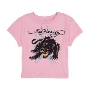 Panther Flame Baby Tee - Bubble Gum
