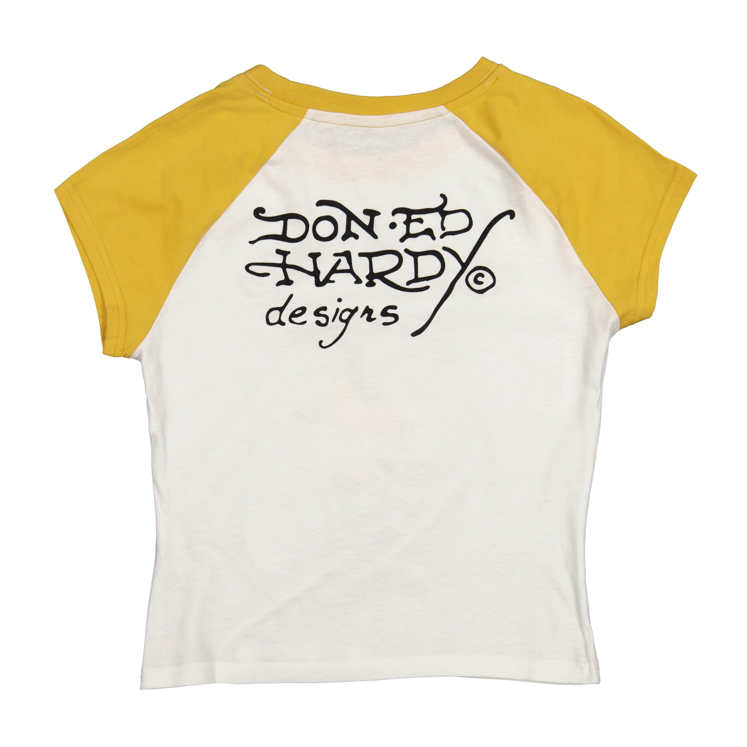 True Eagle Raglan Cap Sleeve Tee - White/Gold - Image 2