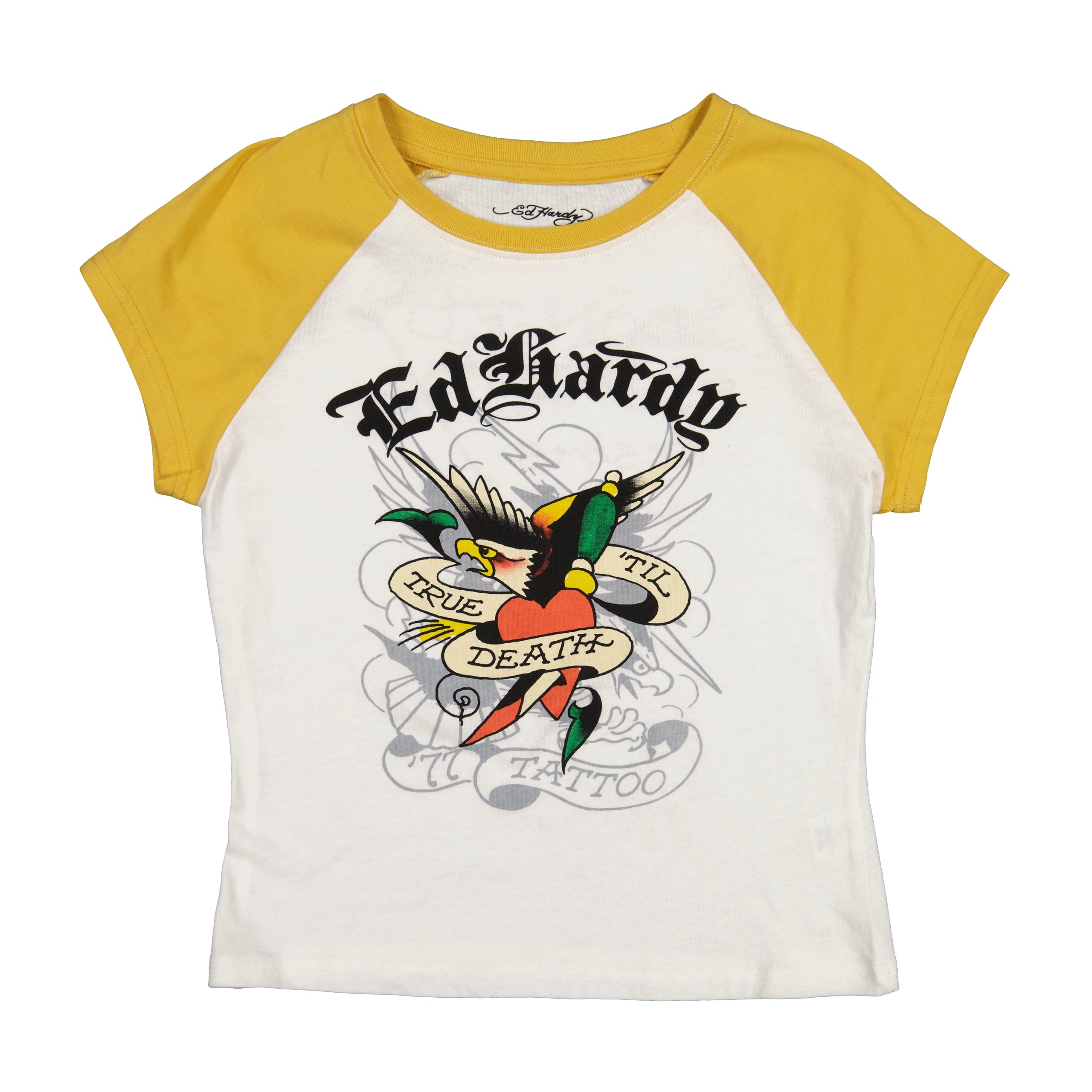 True Eagle Raglan Cap Sleeve Tee - White/Gold