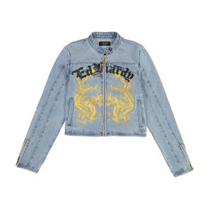Dragon Panther Denim Moto Jacket