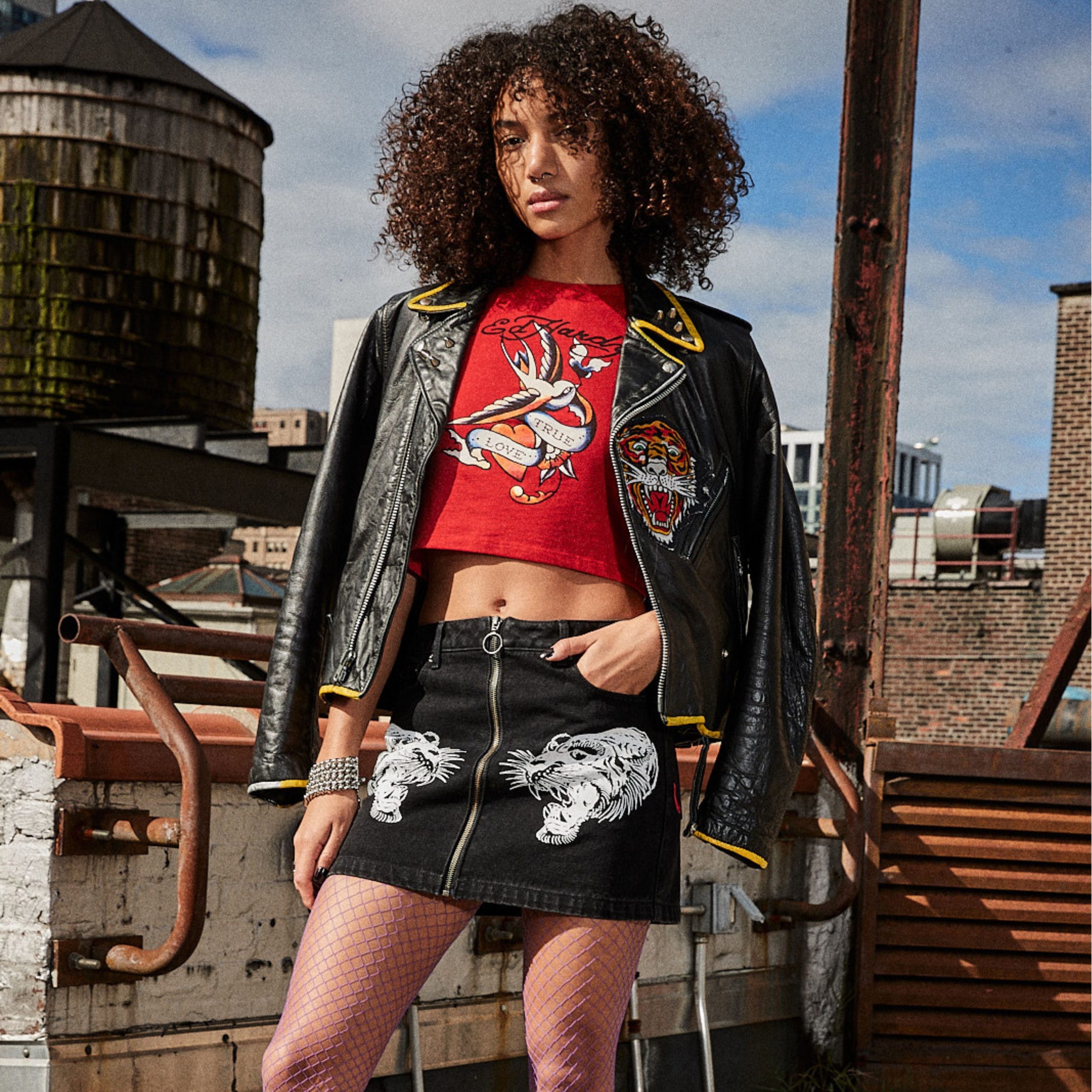 Tigers Zipper Front Mini Denim Skirt - Image 2